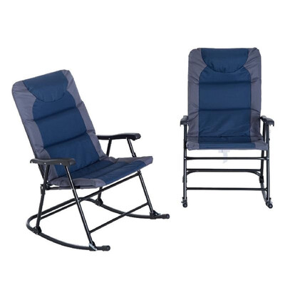

2 Piece Folding Padded Outdoor Camping Rocking Chair Set