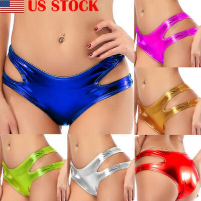 

Women Sexy Shiny Metallic Short Mini Pants PVC Leather Dance Underwear Clubwear