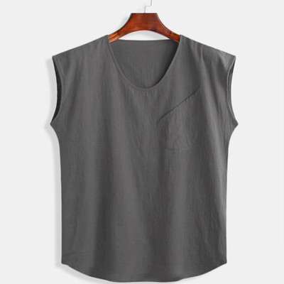 

Mens Muscle Shirts Vest Sports T-shirt Casual Tee Cotton Linen Beach Baggy Tops