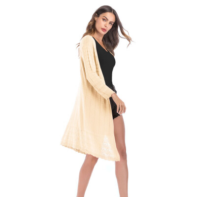 

Toponeto Womens Loose Gradient Solid Knit Cardigan Retro Long Sleeve Coat