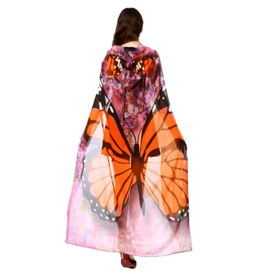 

New Hot Halloween Fairy Wings Chiffon Cloak Fun Print Pattern Cloak for Stage Show Festive Party Decorative