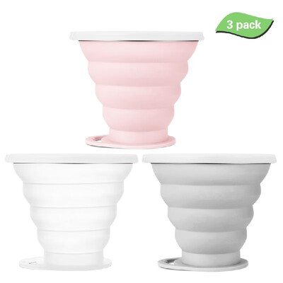 

4 Pack Silicone Collapsible Cup 270ml Travel Cup with Lids Silicone Folding Cup for Hiking Camping Picnic