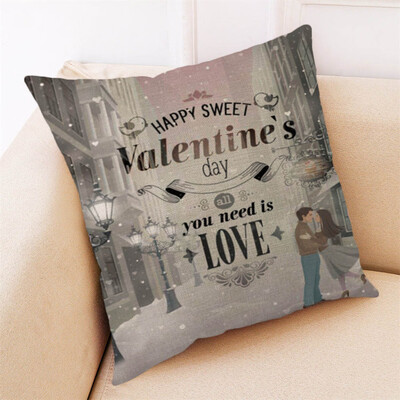 

Siaonvr Happy Valentine Pillow Cases Cotton Linen Sofa Cushion Cover Home Decor