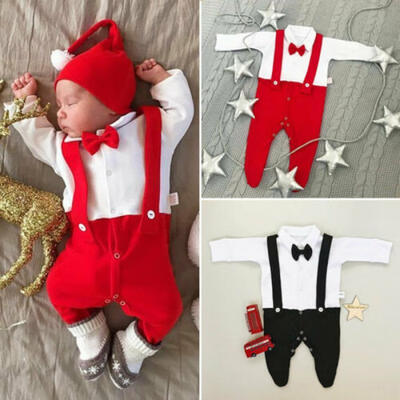 

UK Toddler Baby Boy Kids Bodysuit Romper Strap T-shirt Outfit Clothes 0-12M Tops