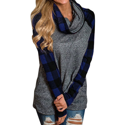 

Starmoon Womens Turtleneck Tops Plaid Shirts Tunic Long Sleeve Pullover Sweatshirt BK3XL