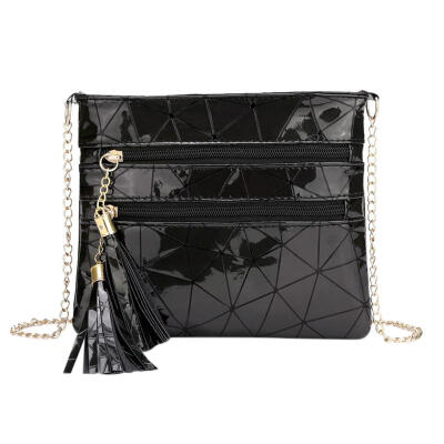 

Girls Geometric Shoulder Handbags Women Chain Patent Leather Crossbody Bags