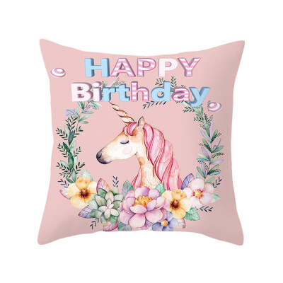 

Unicorn Happy Birthday Pillowcases Popular Unicorn Throw Pillow Case Cushion Cover Home Sofa Office Decorative 18"X18