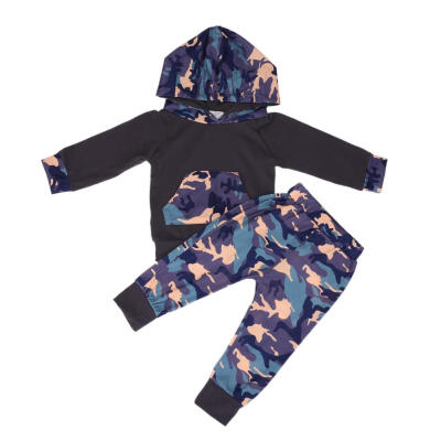 

New 2pcs Autumn Baby Boy Camouflage Hooded SweatshirtPants Outfits Set