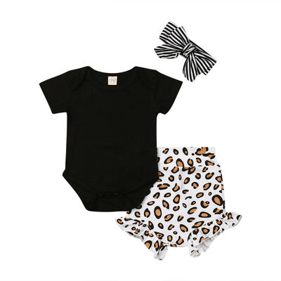 

Newborn Baby Girls Clothes Romper Leopard print Pants Outfits Tracksuit