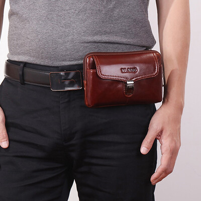 

Tailored Men Pure Color Leather Wallet Zipper Coin Purse Card Holder Waist Bag Chest Bags