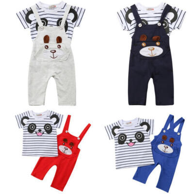 

2pcs Cartoon Toddler Baby Infant Boys Outfits T-shirtBib Pants Kids Clothes Set