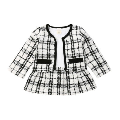 

Toddler Kids Baby Girl Retro Plaid Coat Tops Tutu Dress Party Outfits Clothes