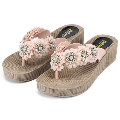 

Rose Womens Breathable Lightweight Sandals Thick Bottom Wearable Flower Flip Flops