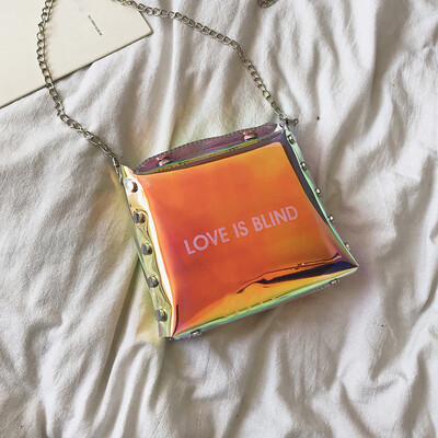 

PVC Clear Shoulder Bags Women Letter Print Jelly Transparent Messenger Bag Female Chain Crossbody Bags Bolsos Mujer T30