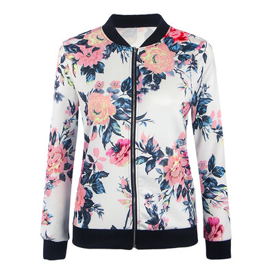 

Women Biker Celebrity Camo Flower Floral Print Bomber Jacket Outwear Coat