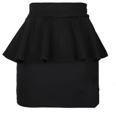 

WEIXINBUY Women Girl High Waisted Peplum Frill Pencil Skirt Stretch Body con Mini Sexy Skirt