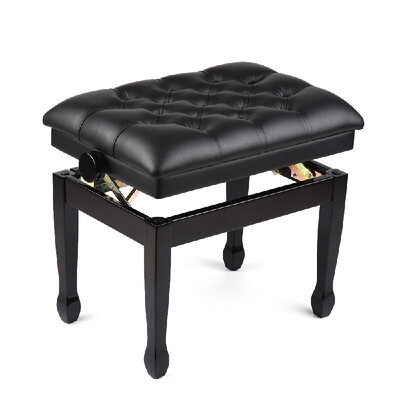 

Deluxe Wooden Piano Bench Stool Comfortable Soft Cushion Padded Adjustable Height Black