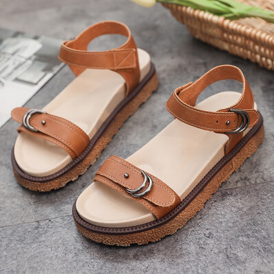 

Korean Flat-soled Sandals Fairy Wind Baitao Student Rome Beach Shoes Thick-soled ins Tide