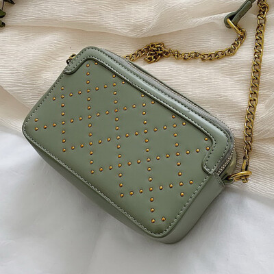 

New small bag women2019 new one-to-one rivet messenger bag chain bag simple&fashionable small square bag