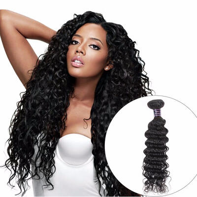 

Malaysian Deep Wave Human Hair Weave Bundle Natural Non Remy Hair Weaving Machine Double Weft Hair Extension No Tangle