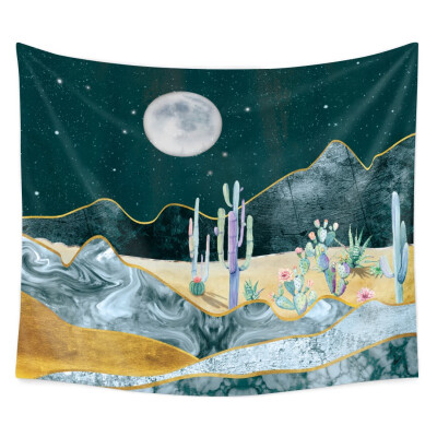 

Cactus Under the Moon Tapestry Polyester Fabric Hippie Bohemian Print Home Decor Wall Hanging Tapestry Beach Throw Blanket