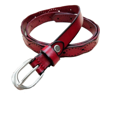 

Ladies waistband with the first layer of cowhide pure leather pin buckles