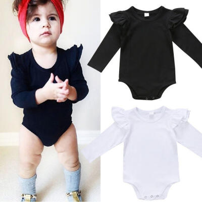 

Solid Newborn Baby Girls Long Sleeve Bodysuit Romper Jumpsuit Outfit Clothes