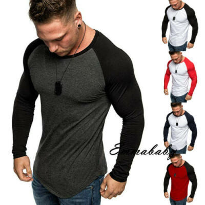 

Mens Long Sleeve Muscle Slim Fit shirt Casual Crew Neck Blouse Shirts Tee Tops