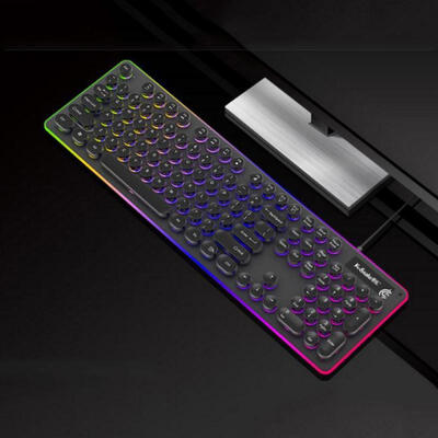 

Portable Punk Round Button USB Wired Mechanical Game Keyboard With Colorful Backlight For Desktop Computer PC