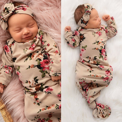 

2PCS Newborn Baby Girl Boy Swaddle Wrap Blanket Sleeping BagHeadband Outfit Set