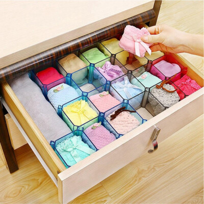 

6Pcsset Underwear Bra Socks Storage Plastic Box Organizer Case Desktop Drawer Divider Blue Drawer Organizer Drawer Storage Box