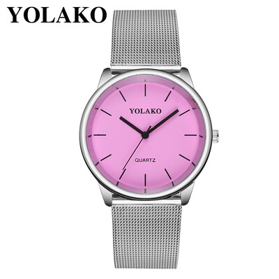 

RM YOLAKO Ladies Stainless Steel Mesh Belt Watch With Simple Mirror Quartz Watch