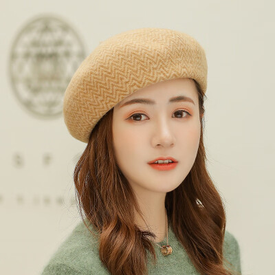 

British Dome Mixed Berry Hat Female Wool Bud Hat Japanese Pumpkin Hat Painters Hat Autumn&Winter of 2019