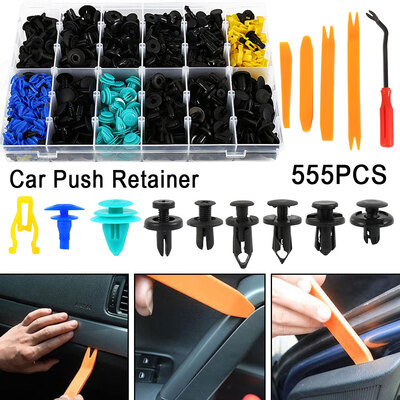

555Pcs Car Push Retainer Trim Clips Universal Plastic Nylon Fastener Rivet Molding Removal Tool Kit Fastener Remover