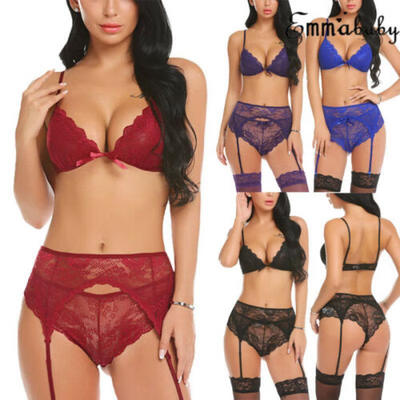 

Women Ladies Lingerie Halter Deep V-Neck Lace Babydoll Bodysuit Sleepwear HOT