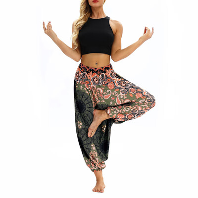 

Boho Women Loose Baggy Gym Yoga Pants Ladies Floral Print Lantern Long Trousers