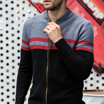 

Gobestart Mens Knitting Casual Fashion Trend Slim Stripes Coat Cardigan Sweater Jacket