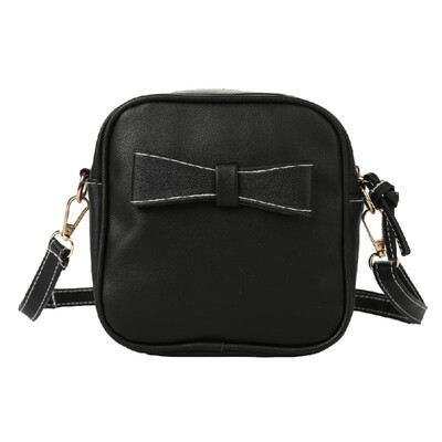 

New Fashion Women Mini Crossbody Bags Soft PU Bow Solid Color Casual Small Shoulder Messenger Bag BlackGreyBeige