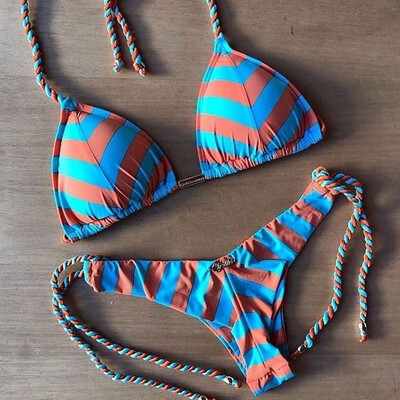 

Roseonmyhand Women Sexy Striped High Elastic Swimsuit Swimsuit Bikini