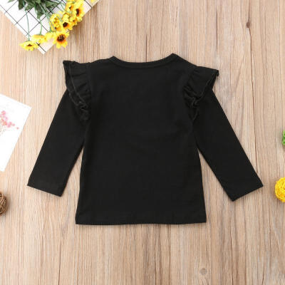 

Baby Girl Toddler Kids Long Sleeve Tops Tee Clothes Solid Color Blouse T-shirt