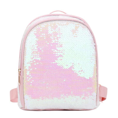 

Solid Color Sequin Travel Backpacks Preppy Women Small Shoulder School Bags