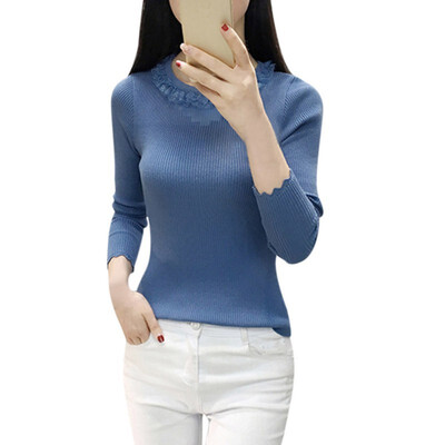 

Soft O-Neck Sweater Women Winter Autumn Lace Knitted Sweaters Christmas Sweater Women Pullover Sweater Pull Femme Jumper