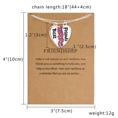 

Friendship Card Necklace Couple Jewelry 2pcs BFF Heart Pendant Necklace Best Friends Forever 2 pcs Splicing Necklace Gift