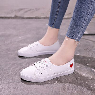 

White shoes summer women 2019 new Joker Korean students flat-bottomed shallow womens casual breathable board shoes white shoes