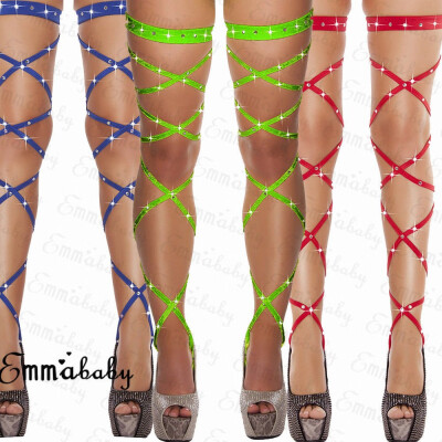 

Sexy Womens Thigh Leg Wraps Strap Bandage Stretchy Crystal Rave Dance Clubwear