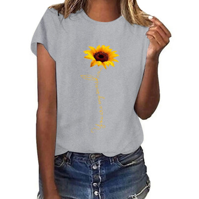 

Starmoon Women Plus Size Sunflower Print Short Sleeved T-shirt Blouse Tops