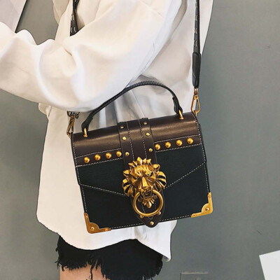 

Tailored Woman Fashion Metal Lion Head Shoulder Bag Mini Square Crossbody Bag