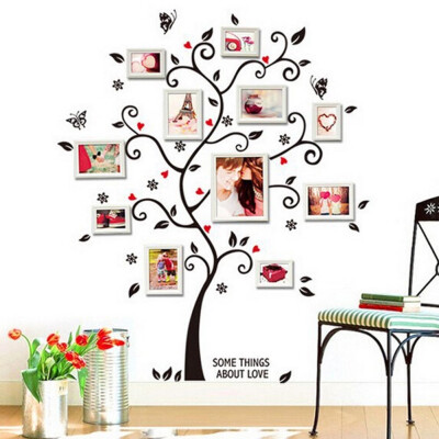 

Hot Sale Happy Trees Butterfly Leaves Black Photo Picture Frame Removable Wall Decals