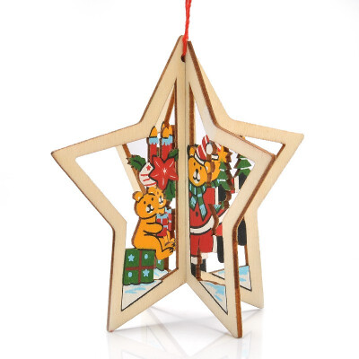 

3D Wooden Christmas Decoration Xmas Tree Pendants Hanging Home Party Decor