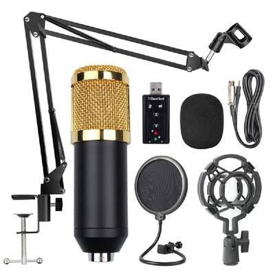 

BM800 Professional Suspension Microphone Kit Studio Live Stream Broadcasting Recording Condenser Microphone Set